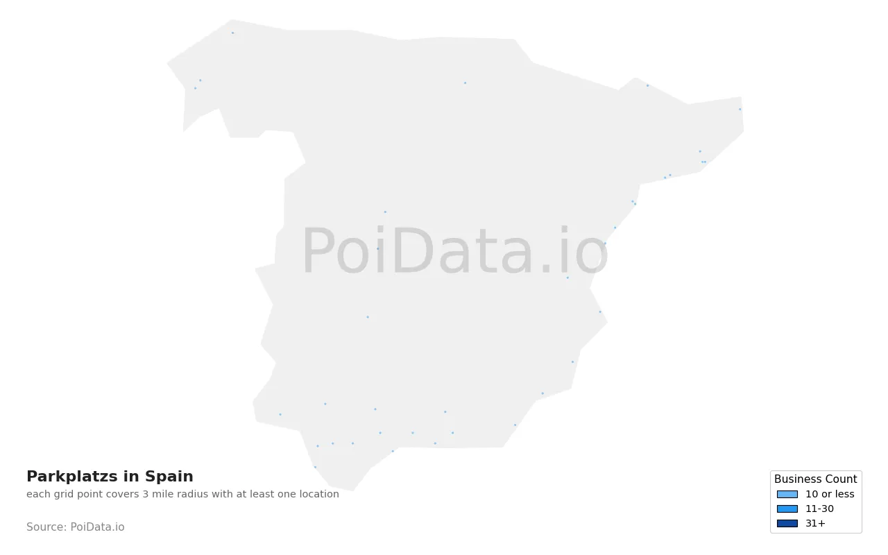 Parkplatz density map for Spain