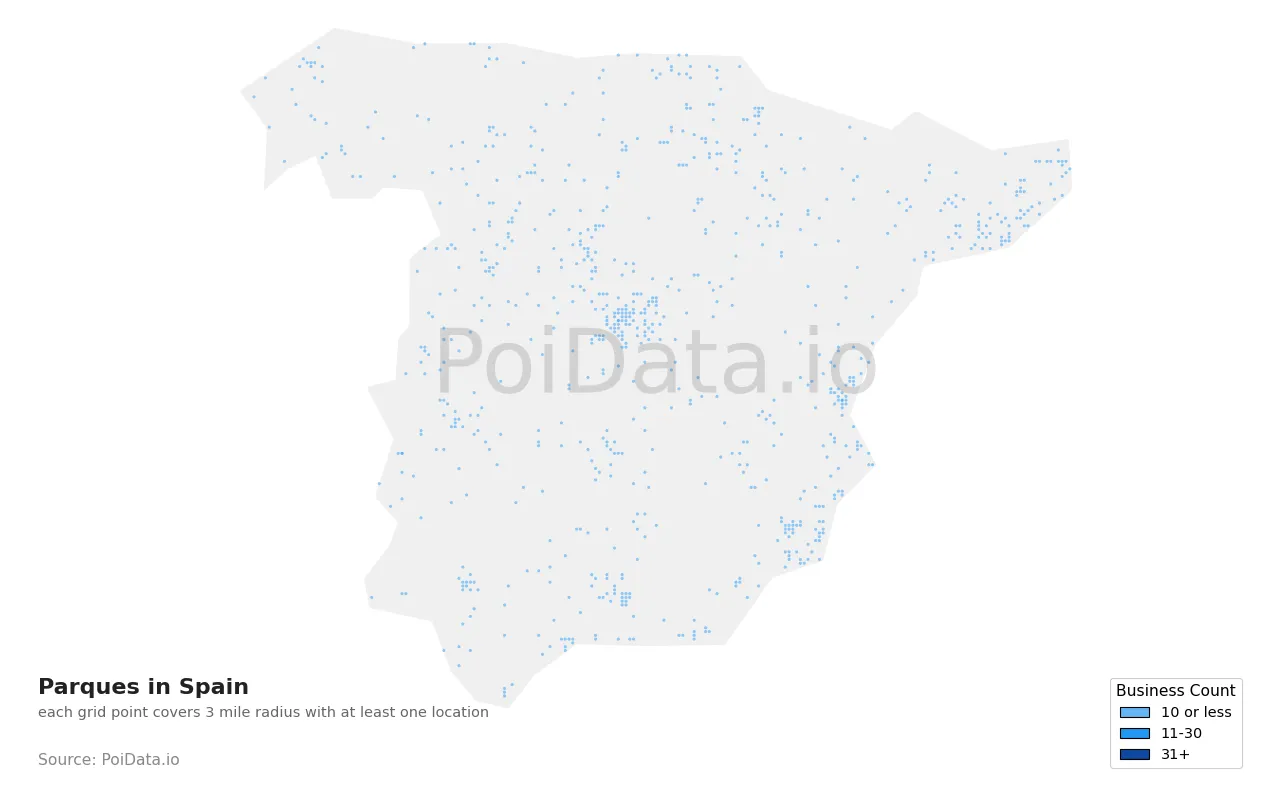 Parque density map for Spain