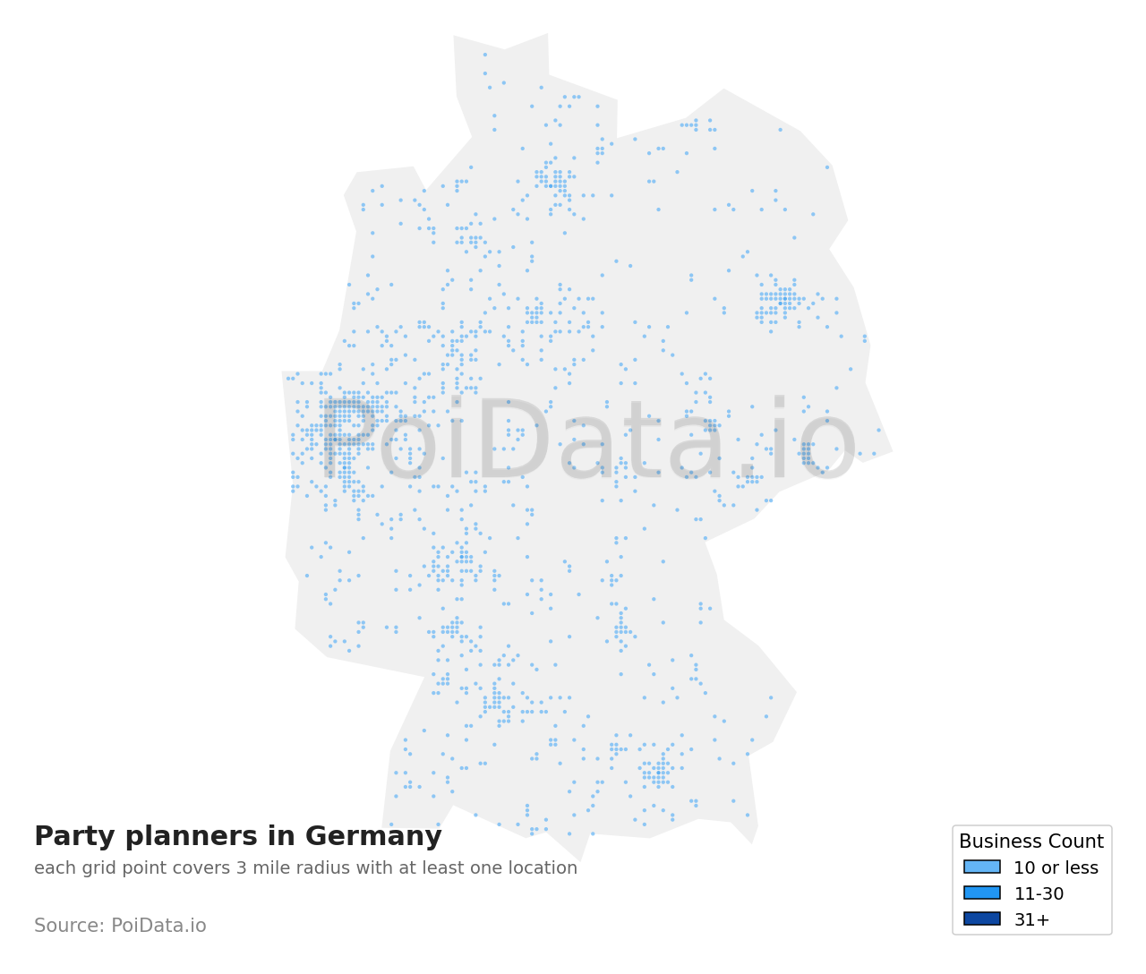 Party planner density map for Germany