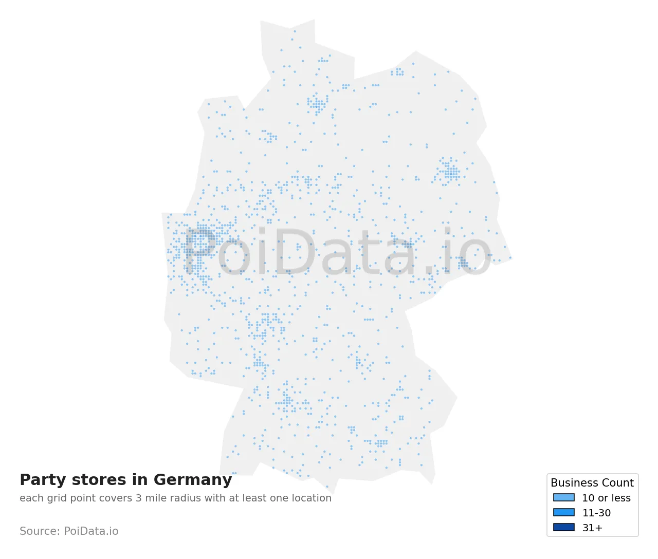 Party store density map for Germany