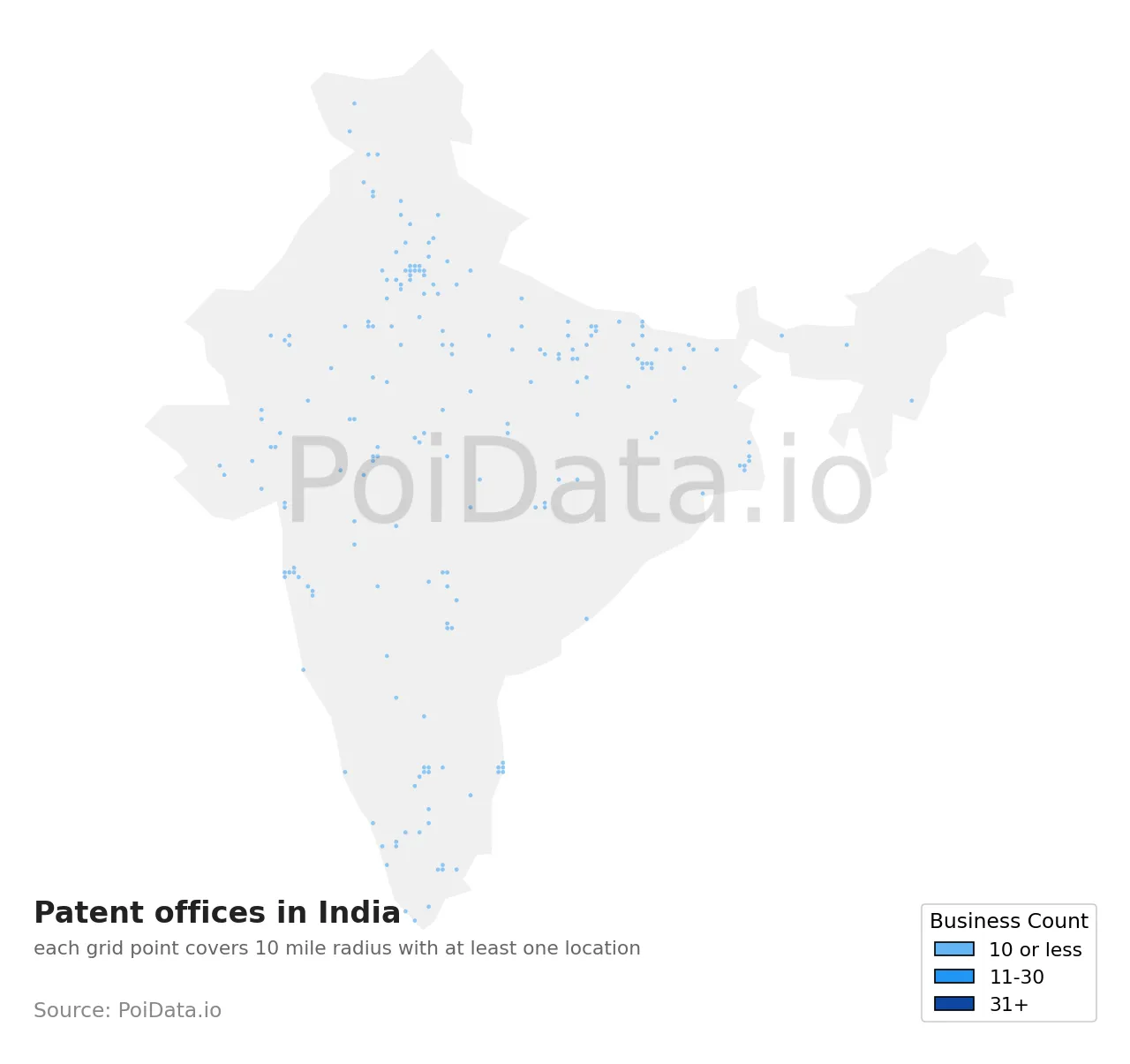 Patent office density map for India