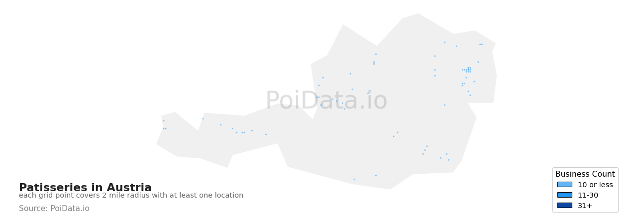 Patisserie density map for Austria