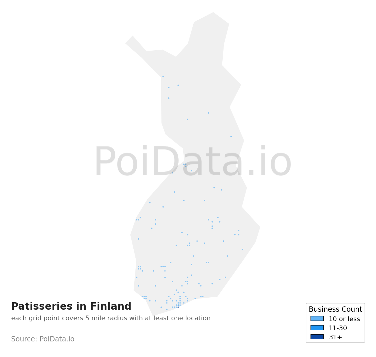 Patisserie density map for Finland