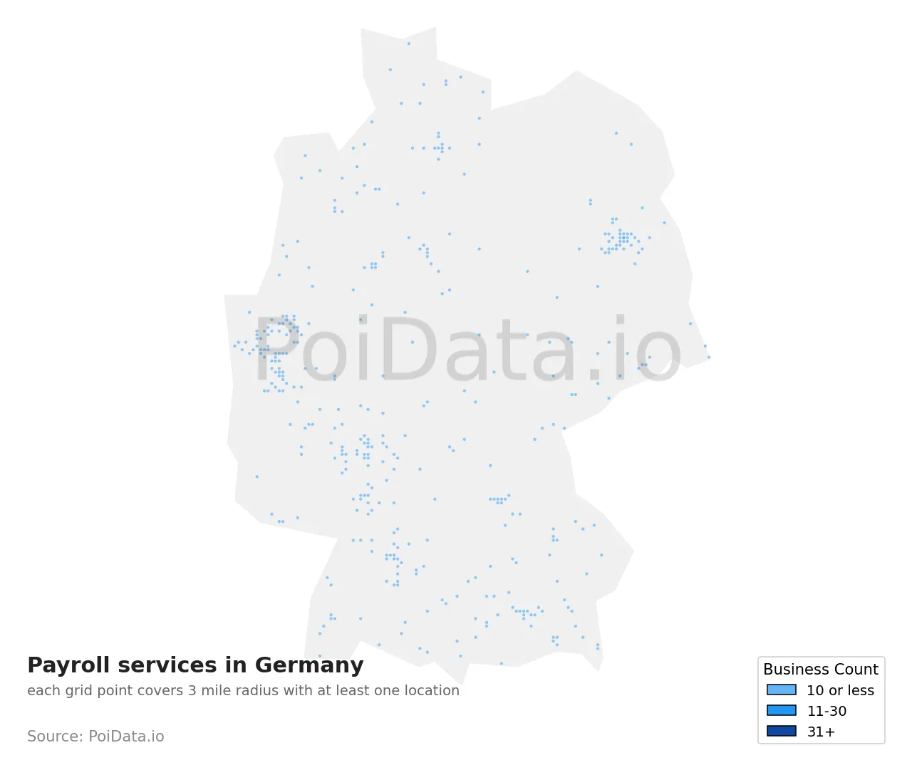 Payroll service density map for Germany