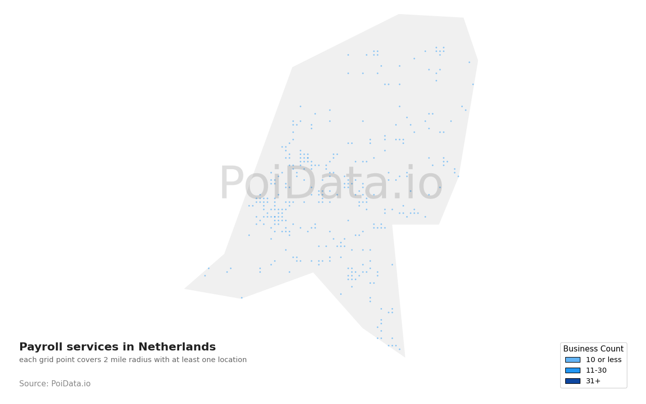 Payroll service density map for Netherlands