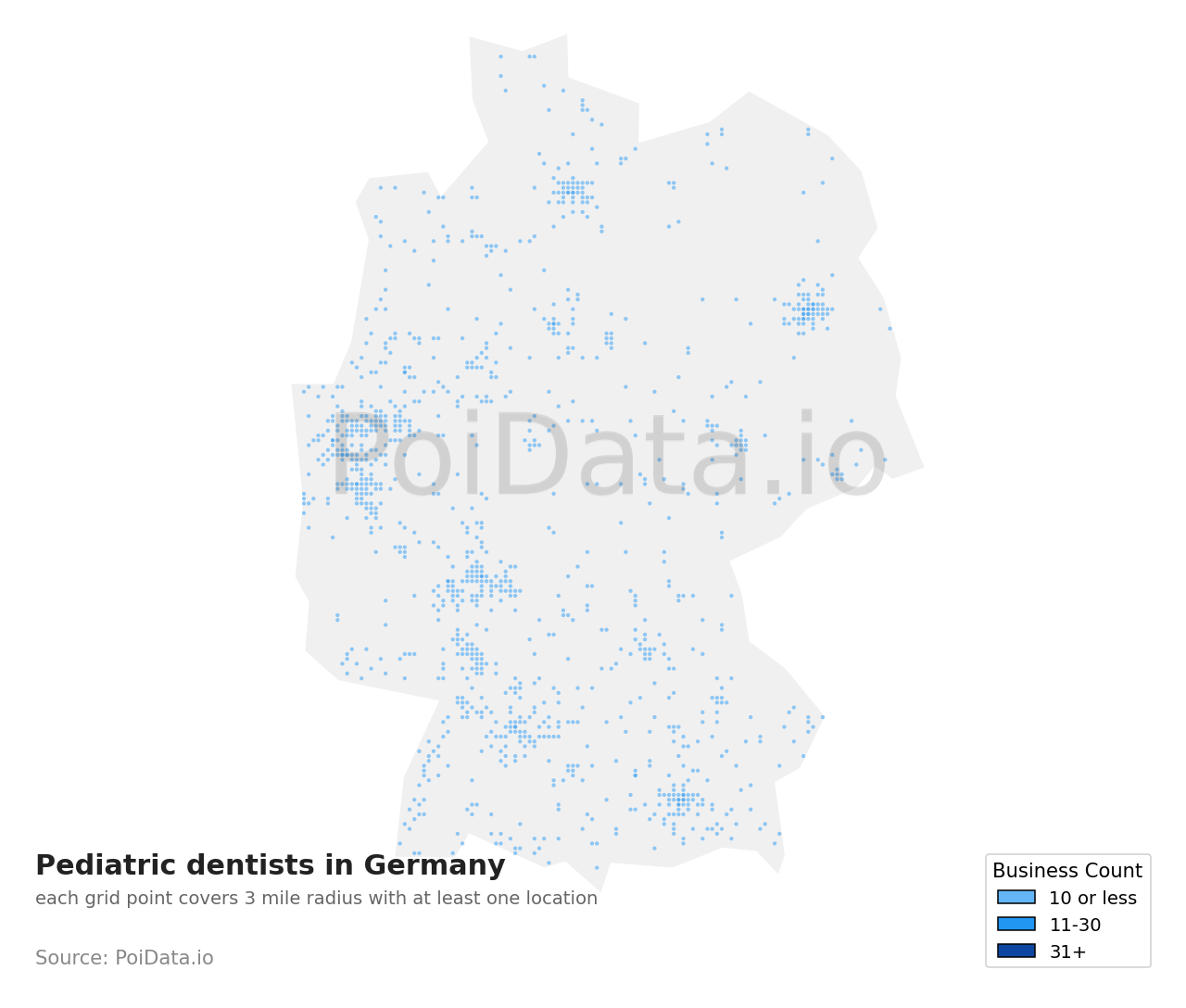 Pediatric dentist density map for Germany