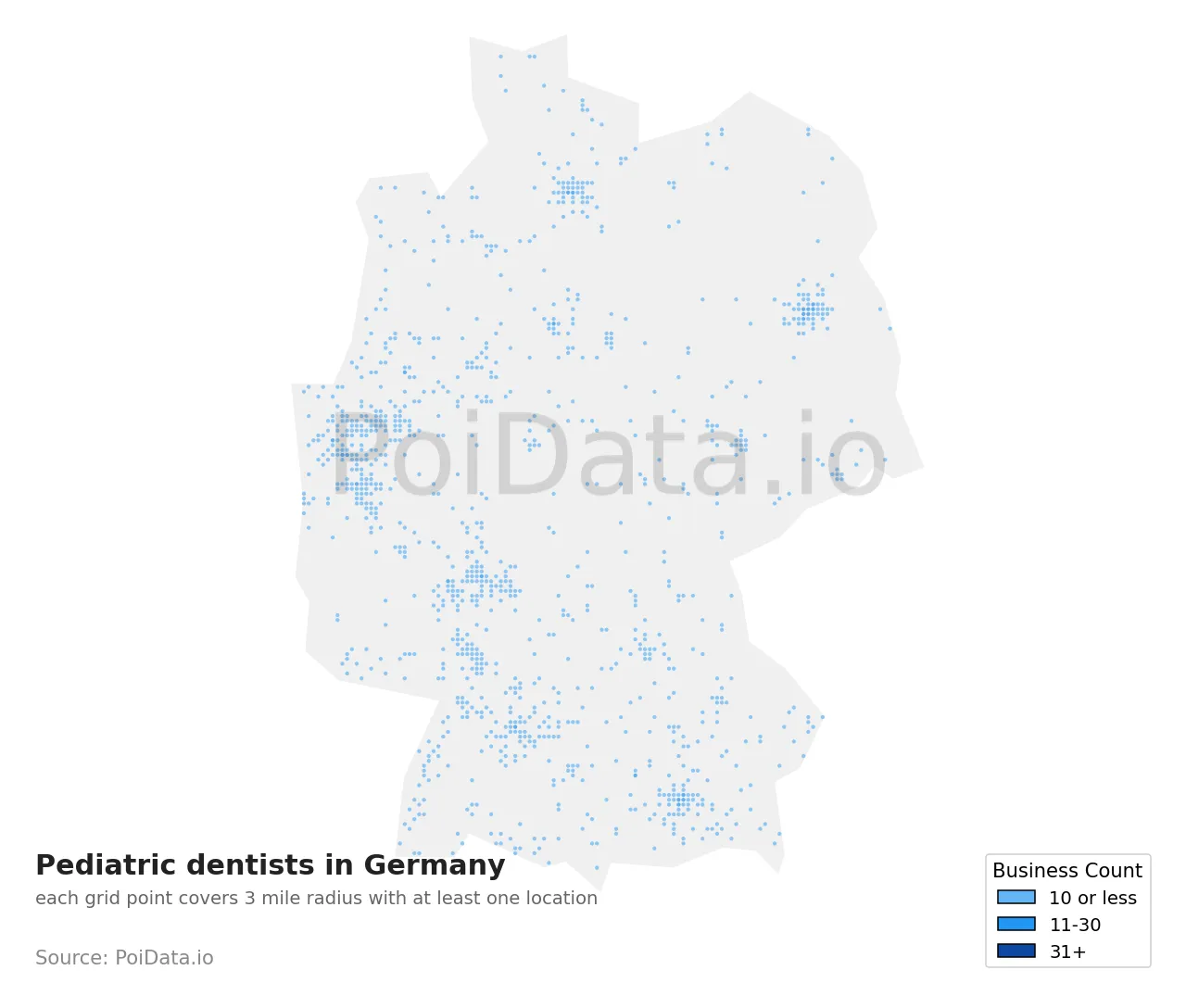 Pediatric dentist density map for Germany