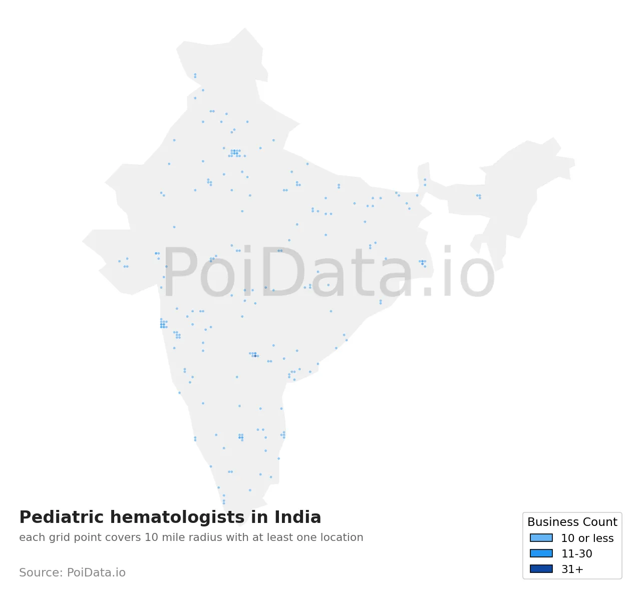 Pediatric hematologist density map for India