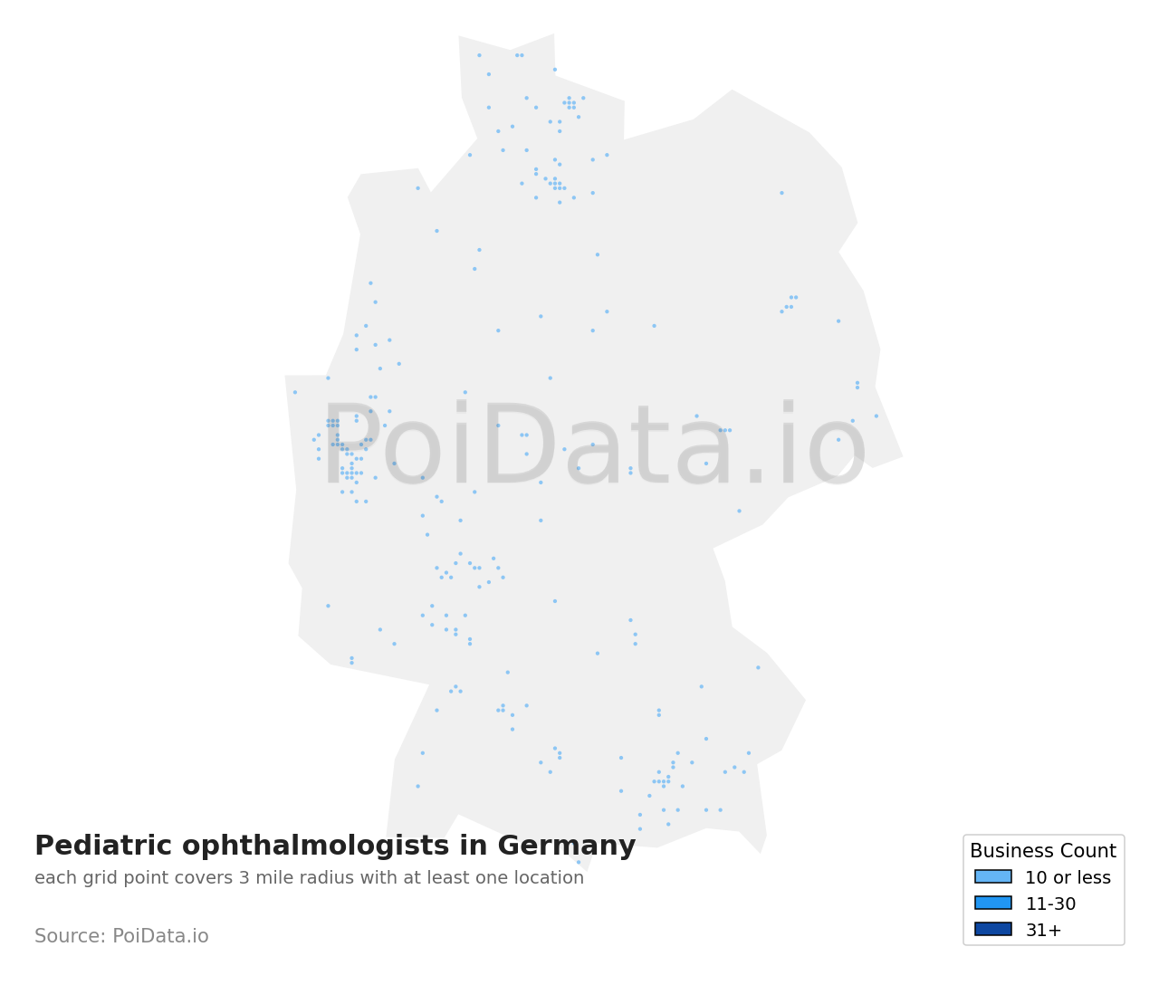 Pediatric ophthalmologist density map for Germany