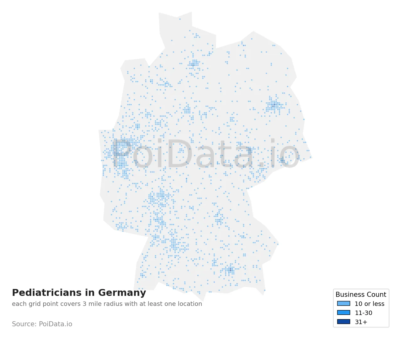 Pediatrician density map for Germany