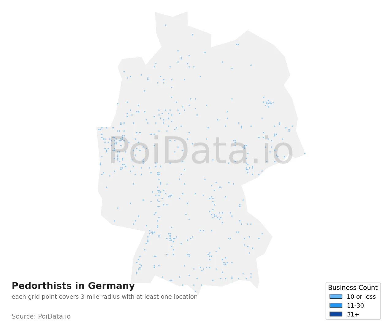 Pedorthist density map for Germany