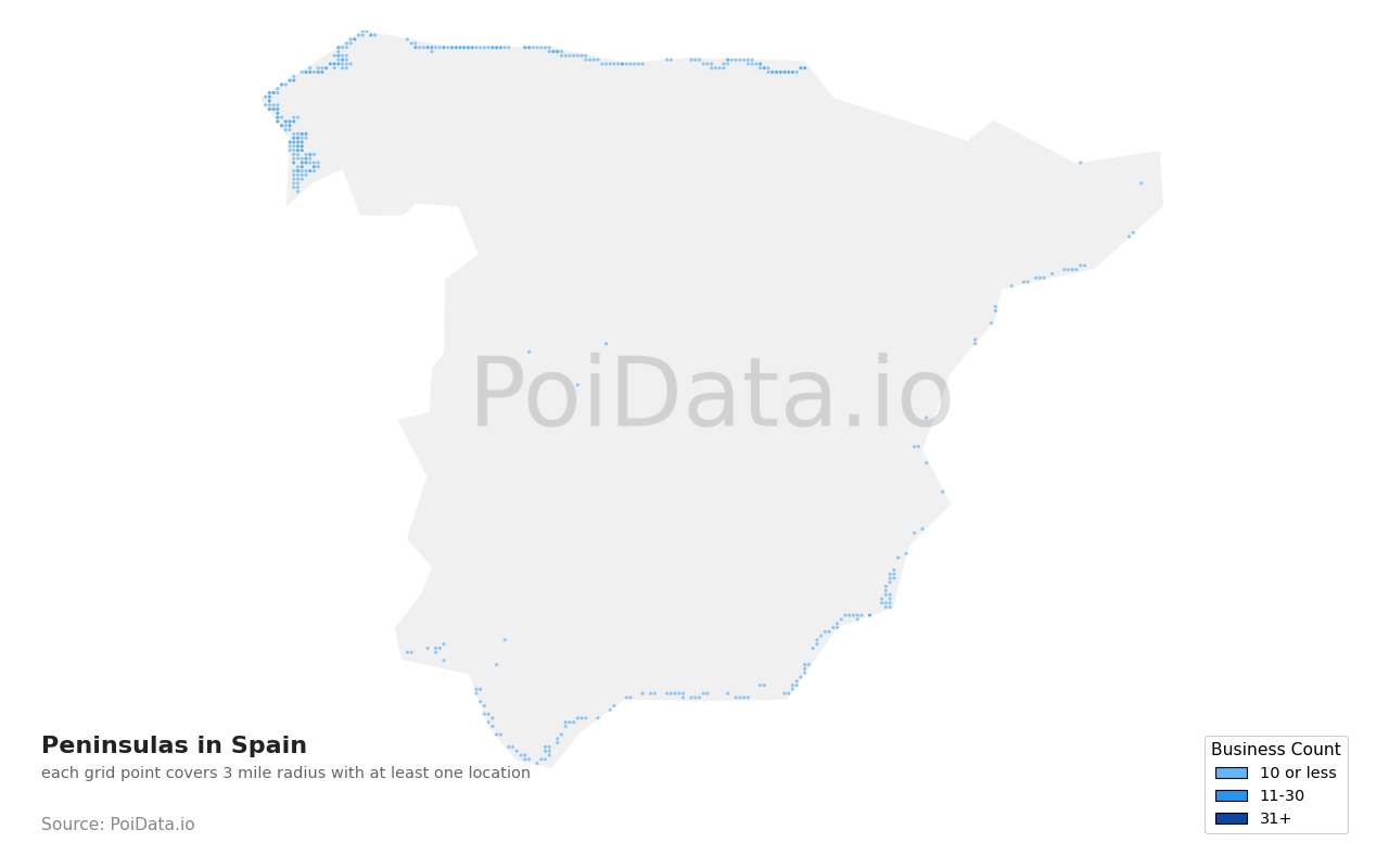 Peninsula density map for Spain