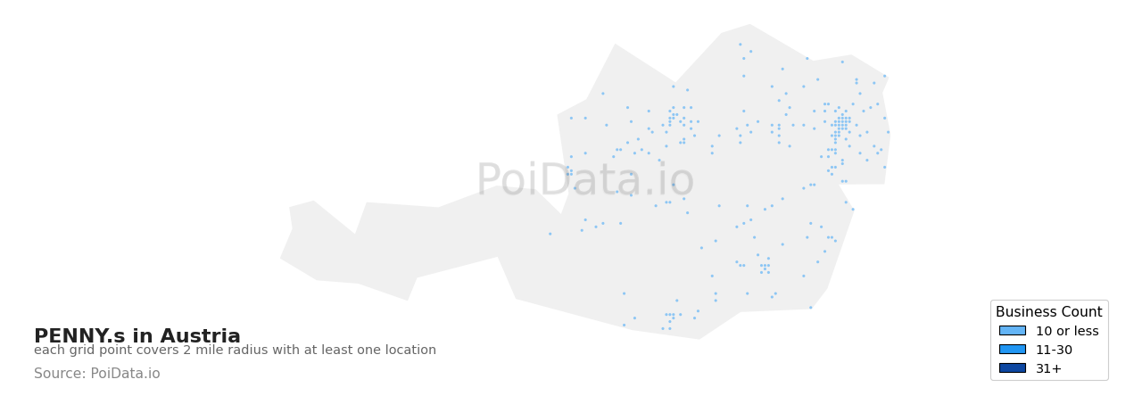 PENNY. density map for Austria