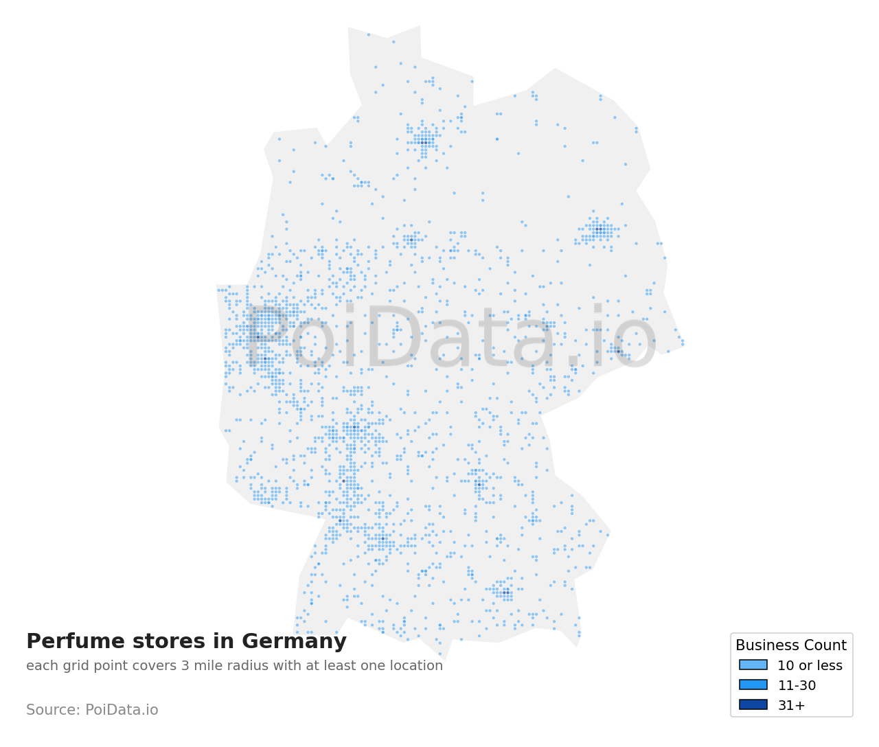 Perfume store density map for Germany