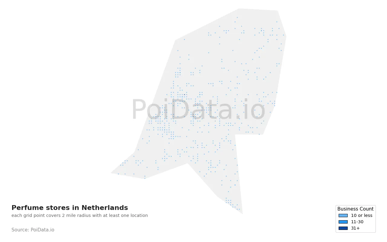 Perfume store density map for Netherlands
