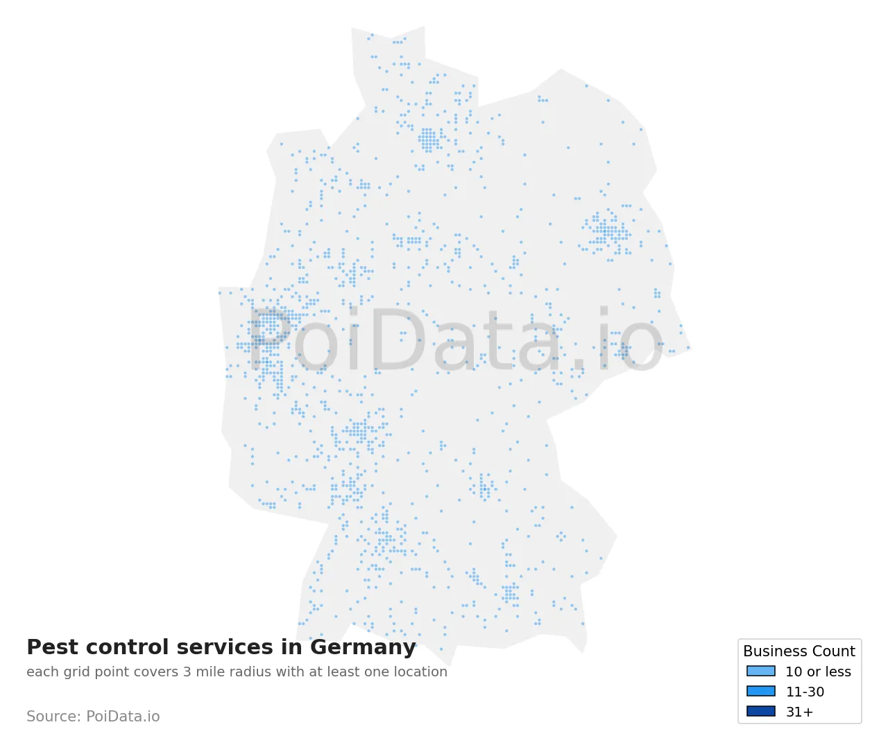 Pest control service density map for Germany