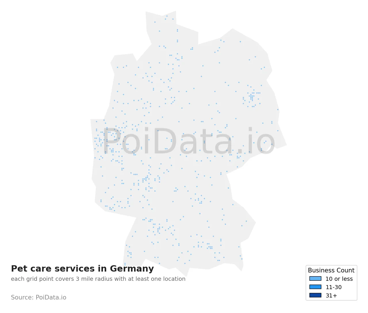 Pet care service density map for Germany