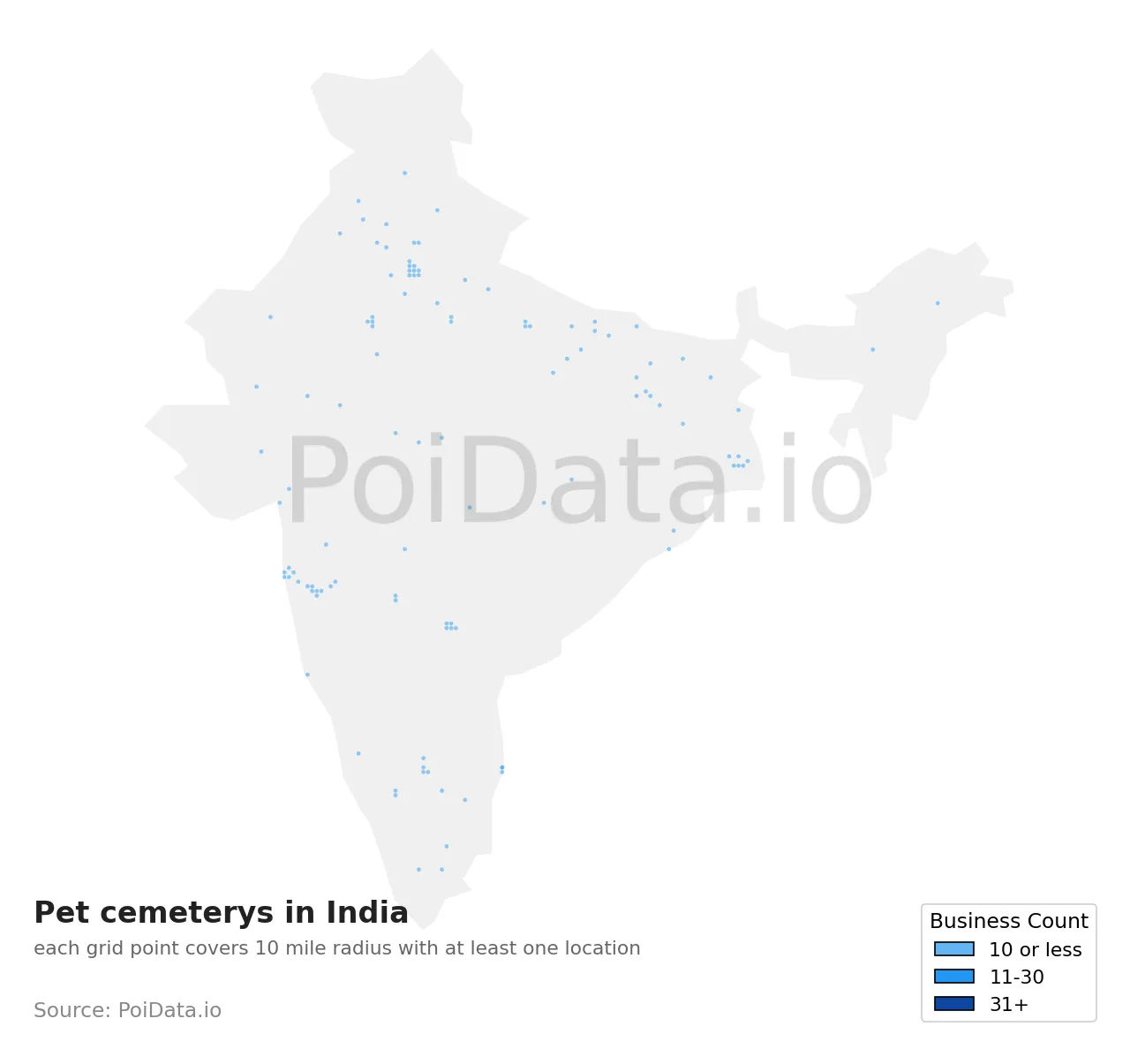 Pet cemetery density map for India