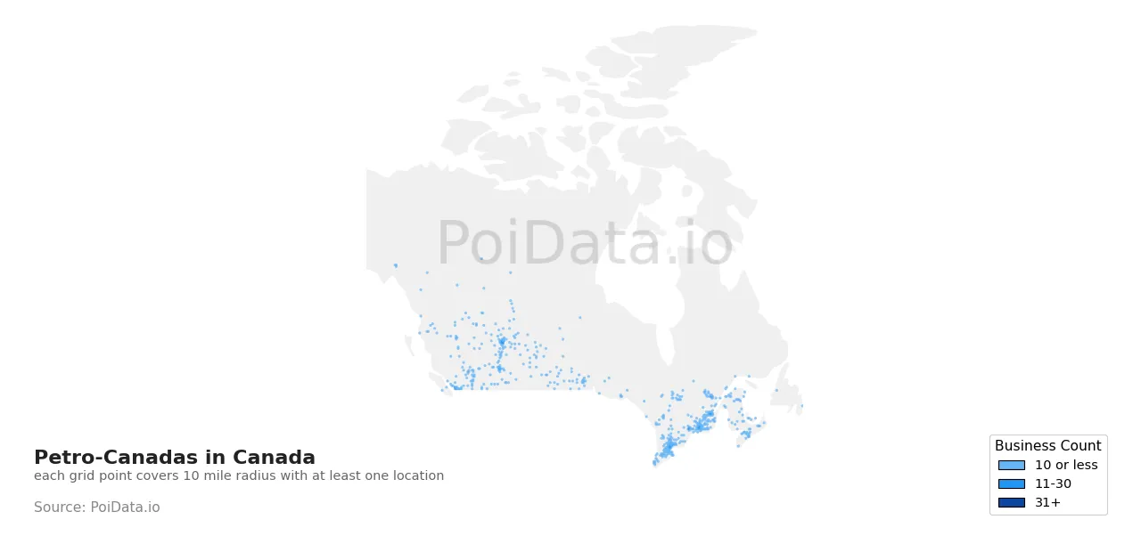 Petro-Canada density map for Canada