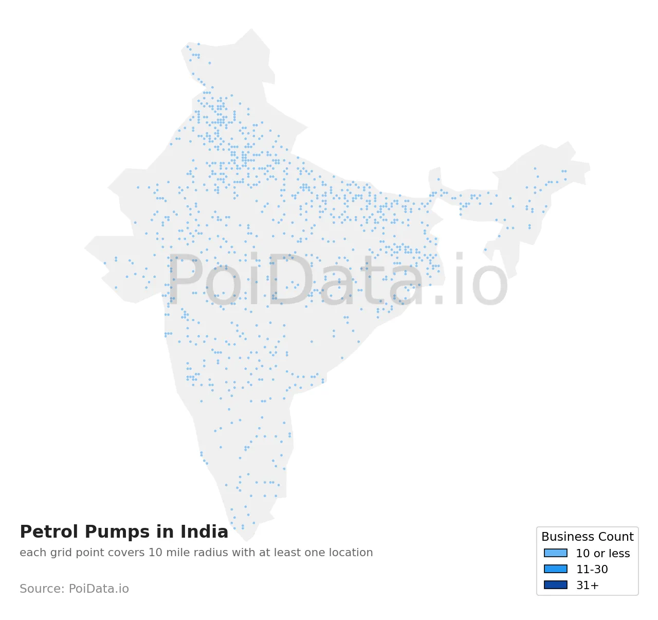 Petrol Pump density map for India