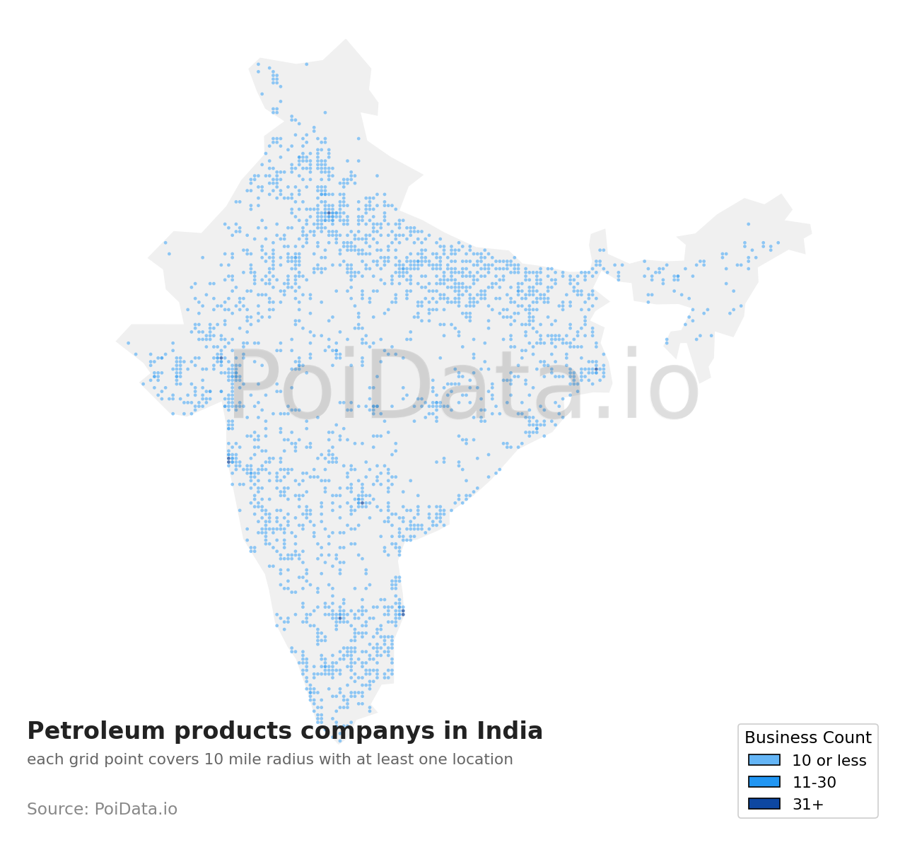 Petroleum products company density map for India