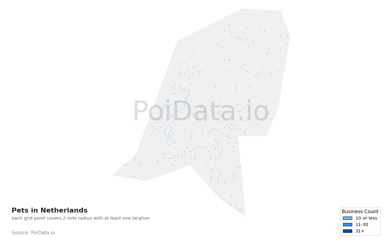 Pets density map for Netherlands