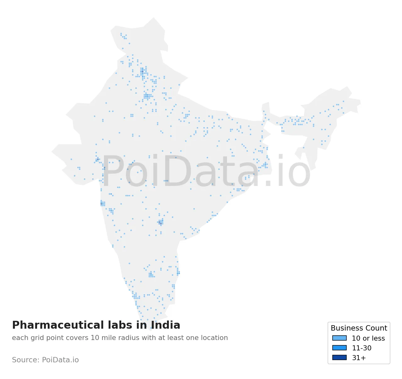 Pharmaceutical lab density map for India