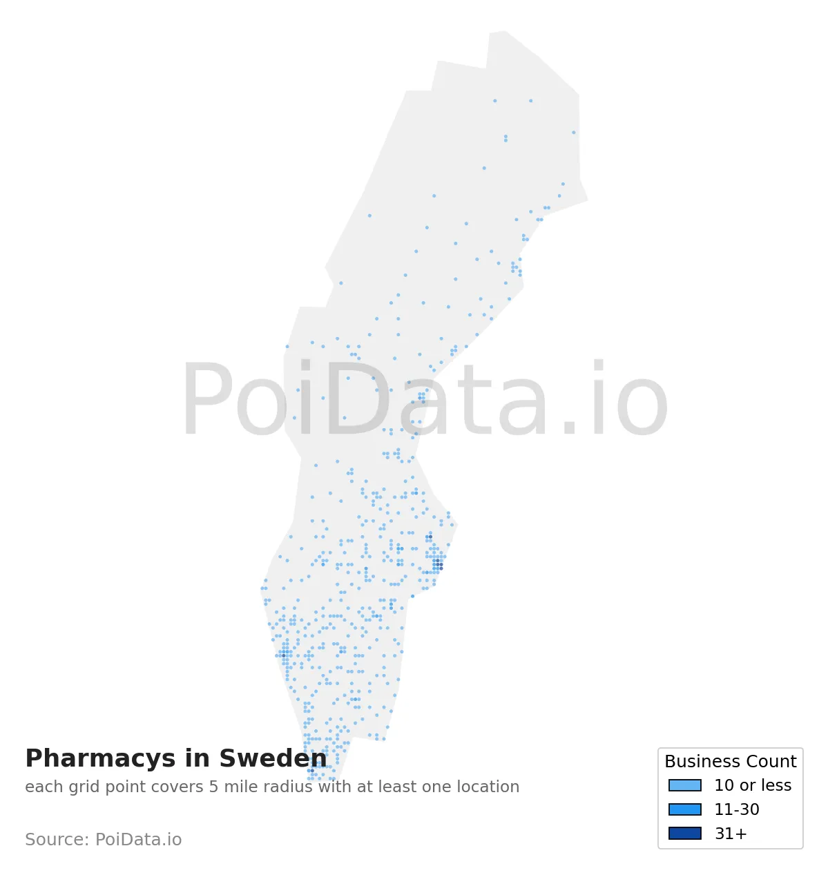 Pharmacy density map for Sweden