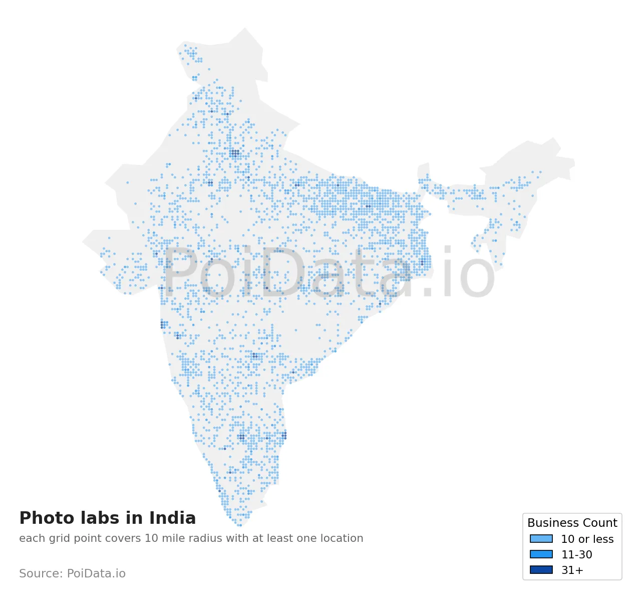 Photo lab density map for India