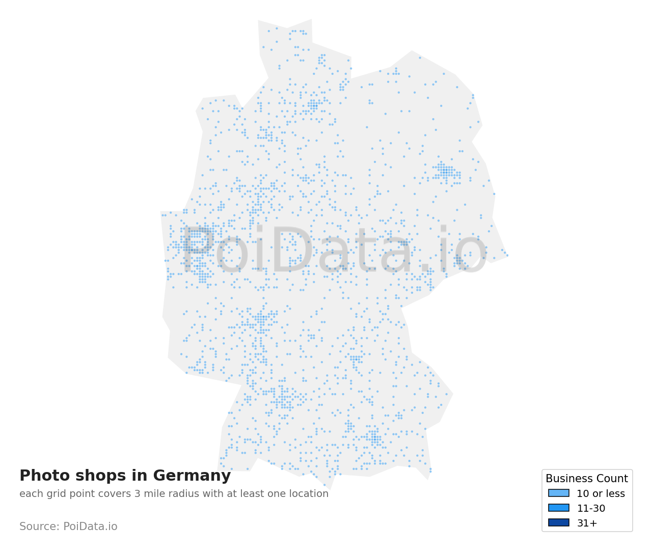 Photo shop density map for Germany