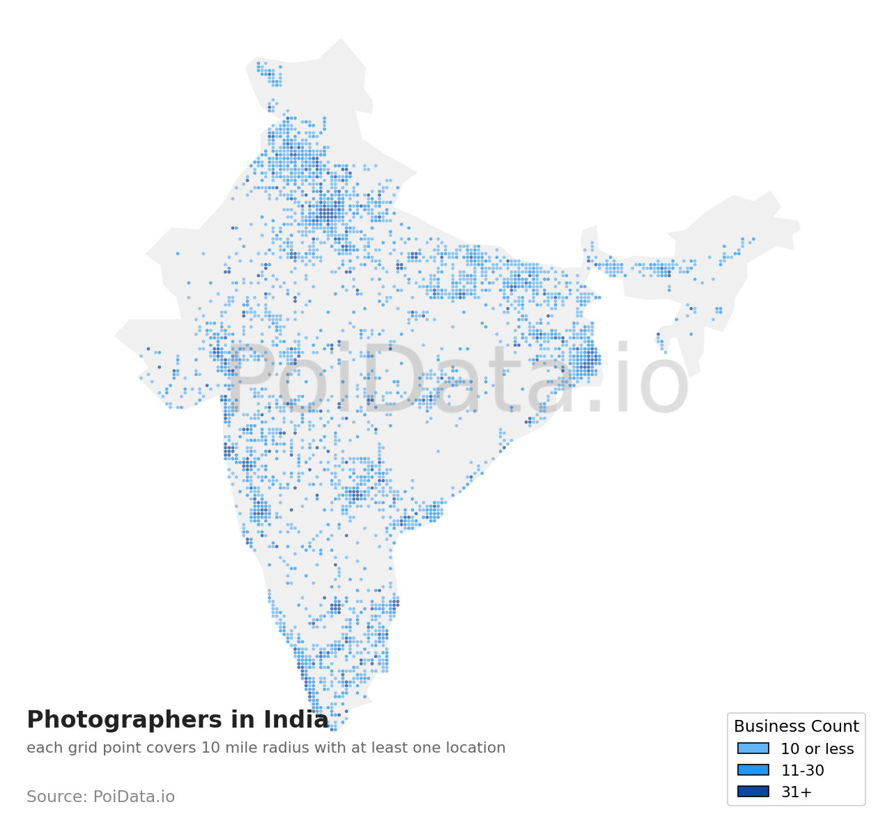Photographer density map for India