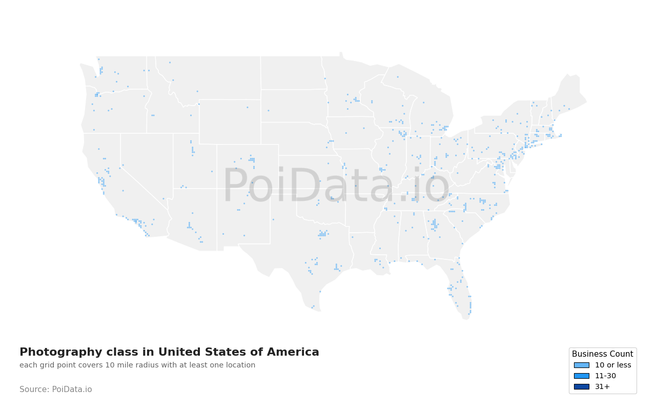 Photography class density map for Ohio, United States