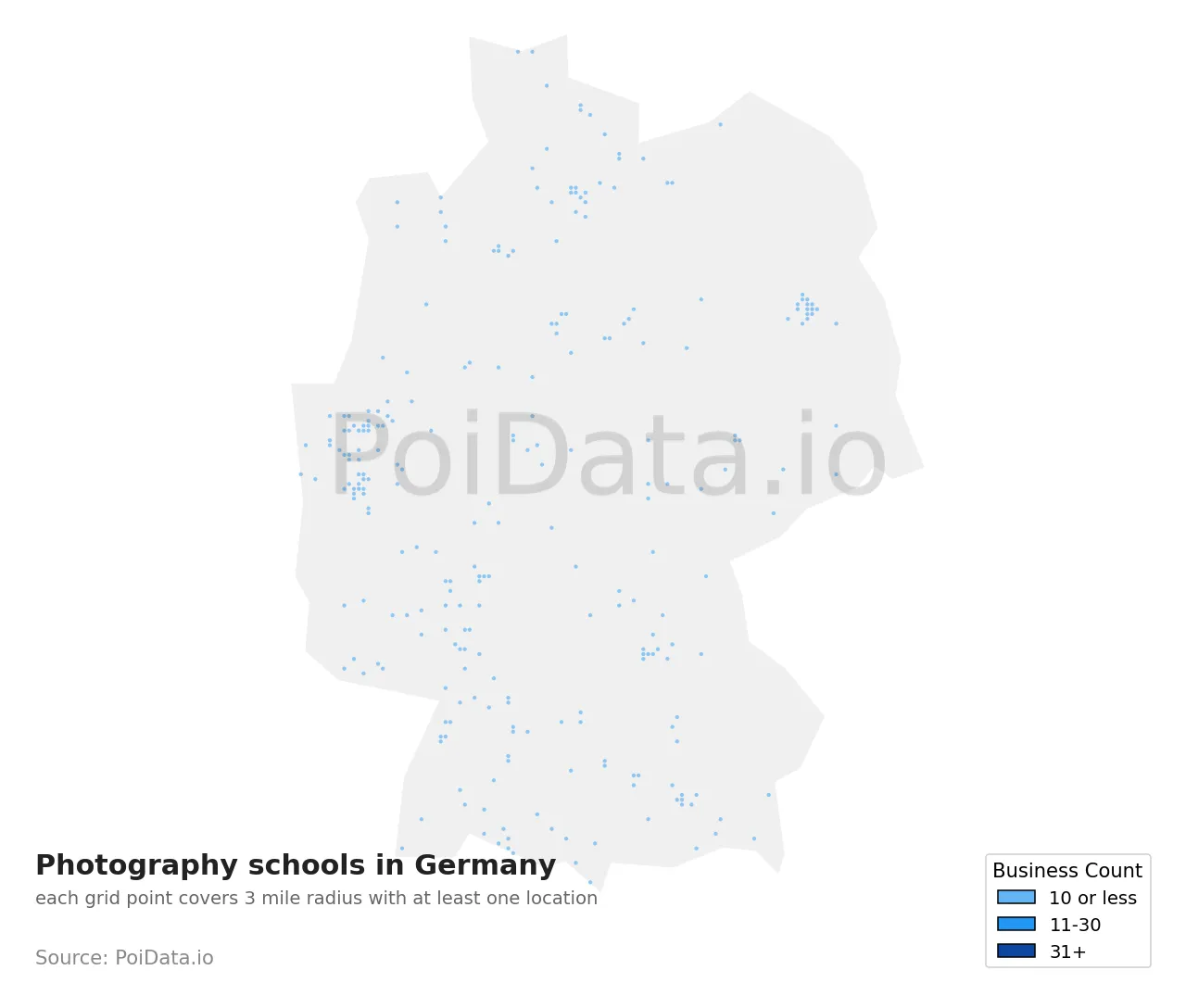 Photography school density map for Germany