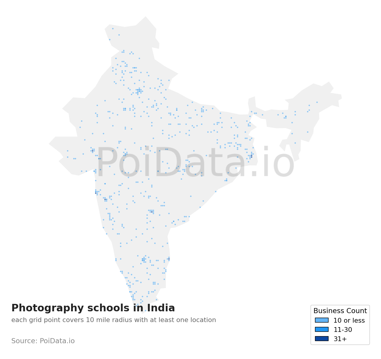 Photography school density map for India