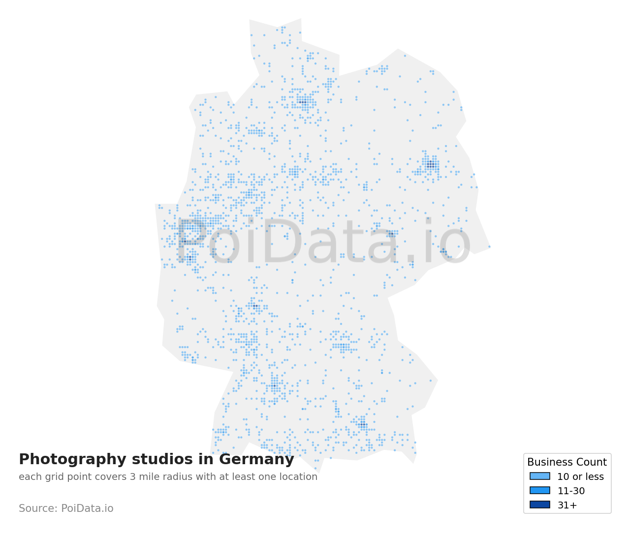 Photography studio density map for Germany