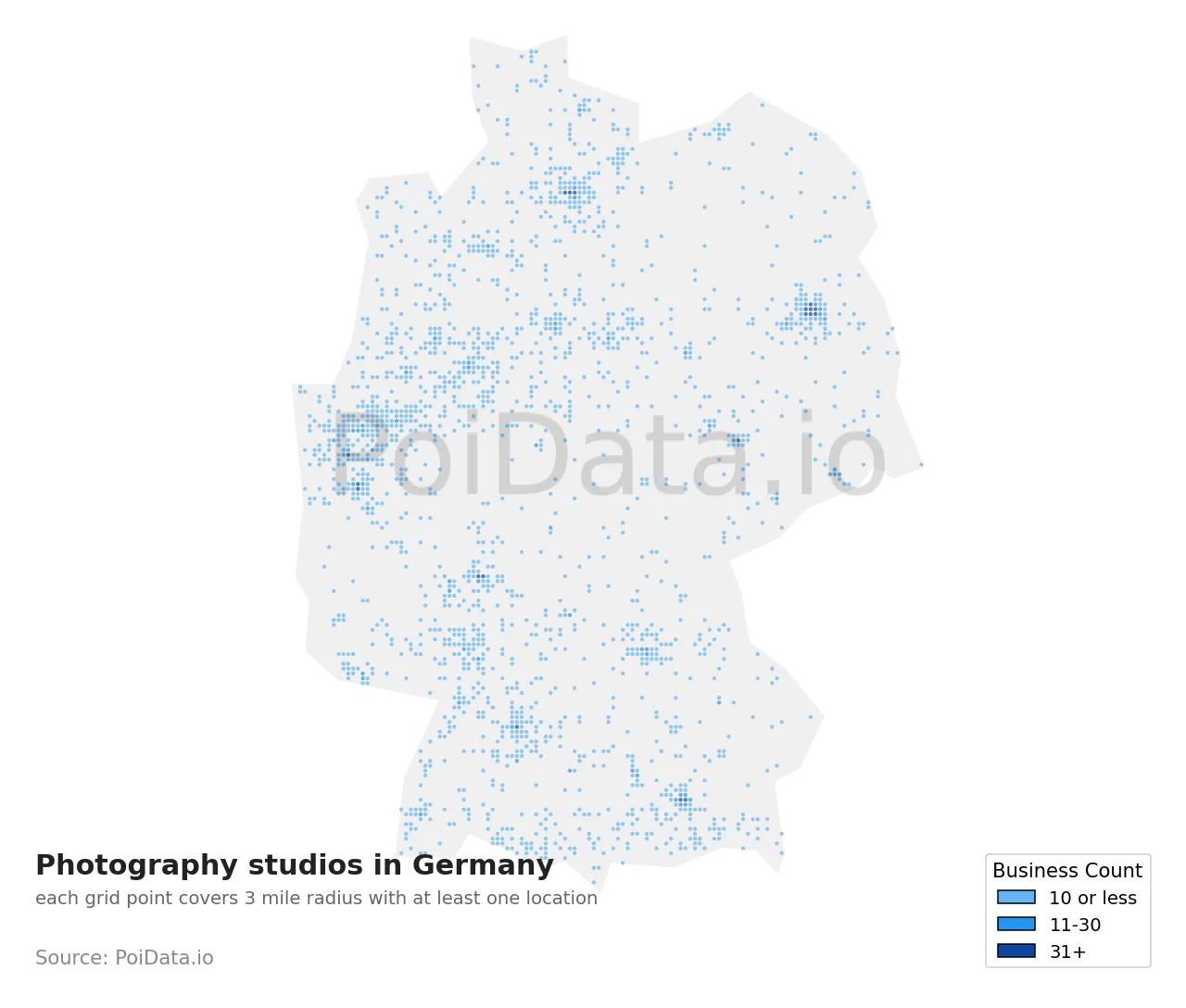 Photography studio density map for Germany
