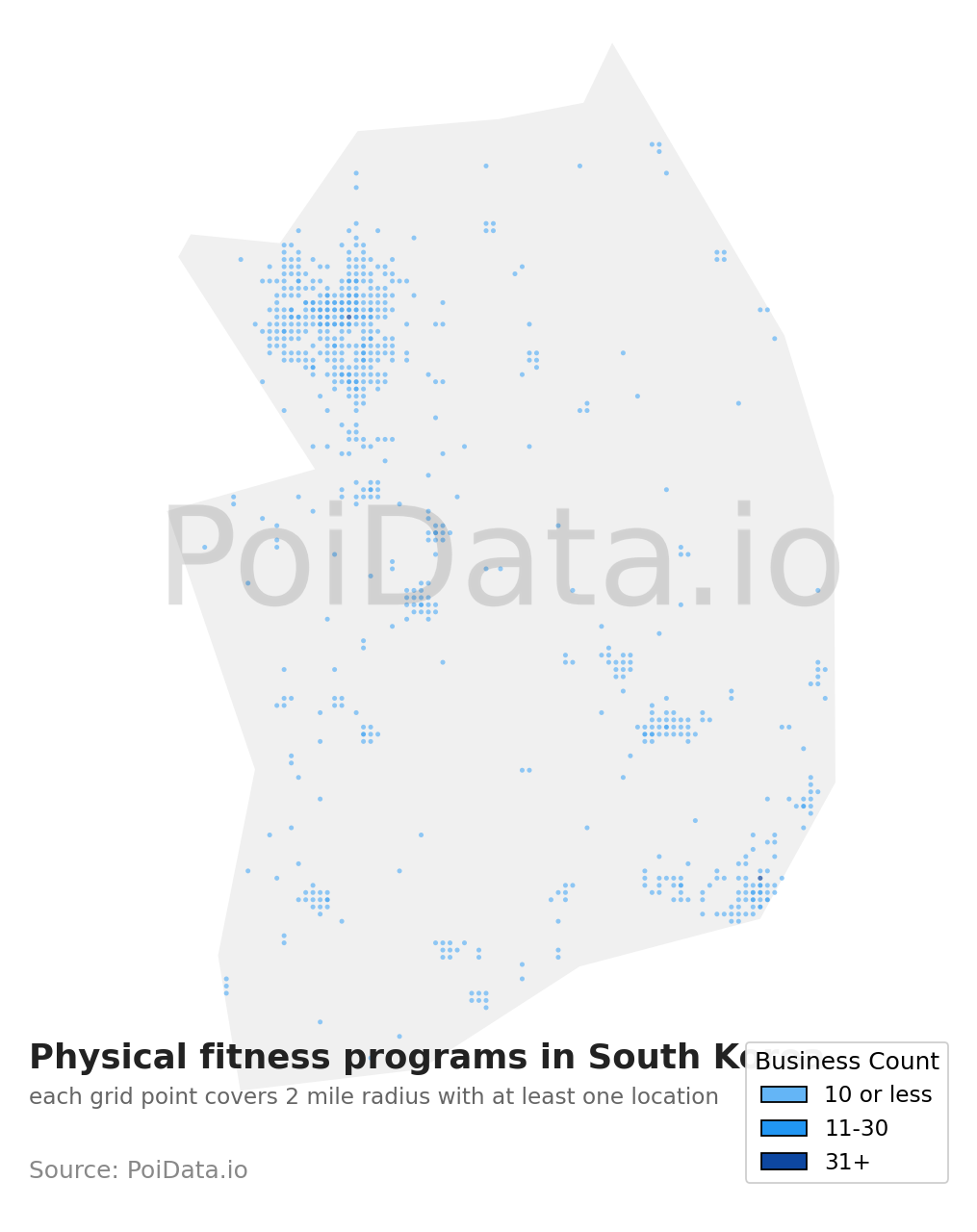 Physical fitness program density map for South Korea