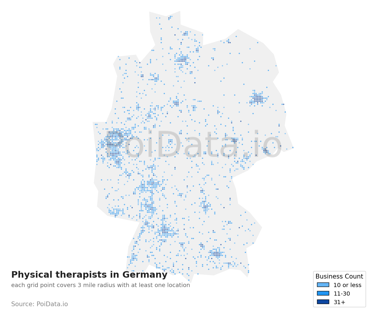 Physical therapist density map for Germany