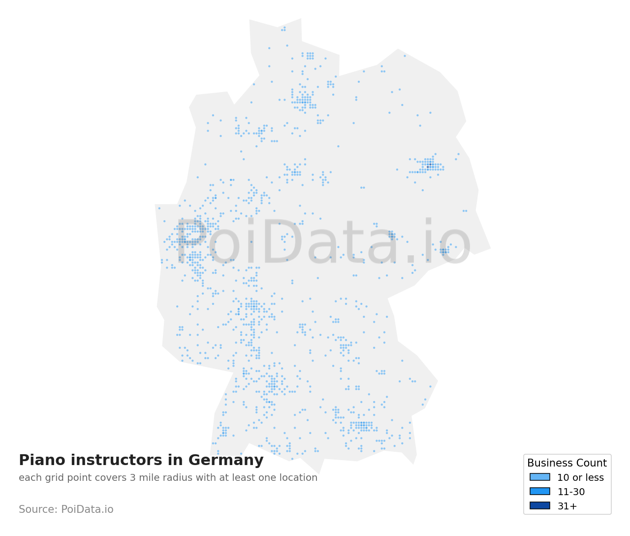 Piano instructor density map for Germany