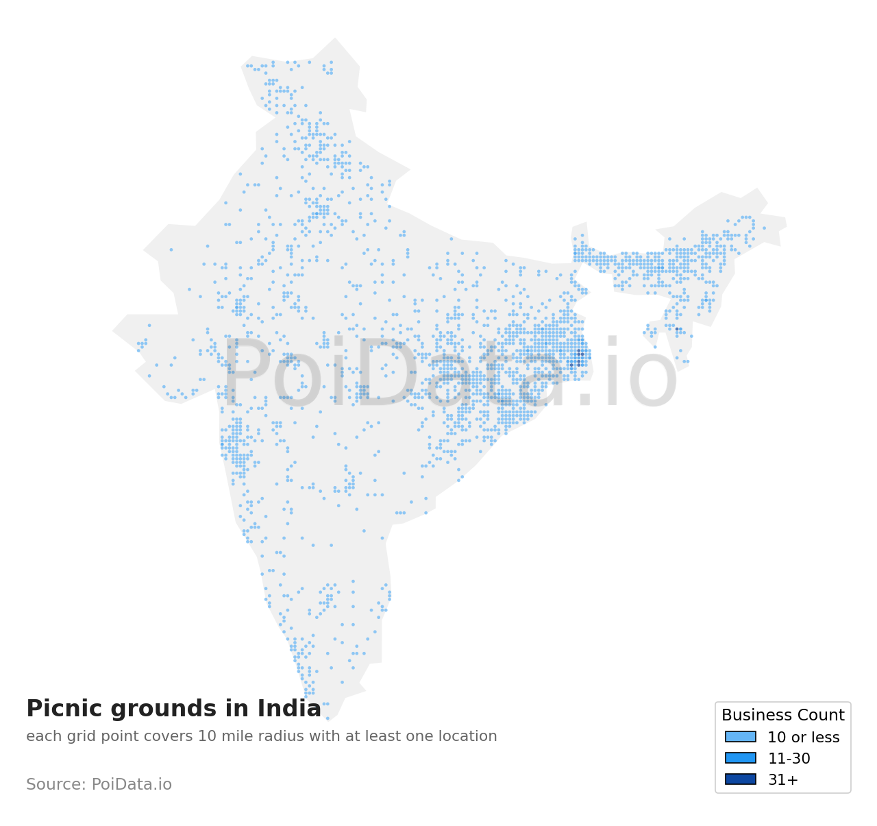Picnic ground density map for India