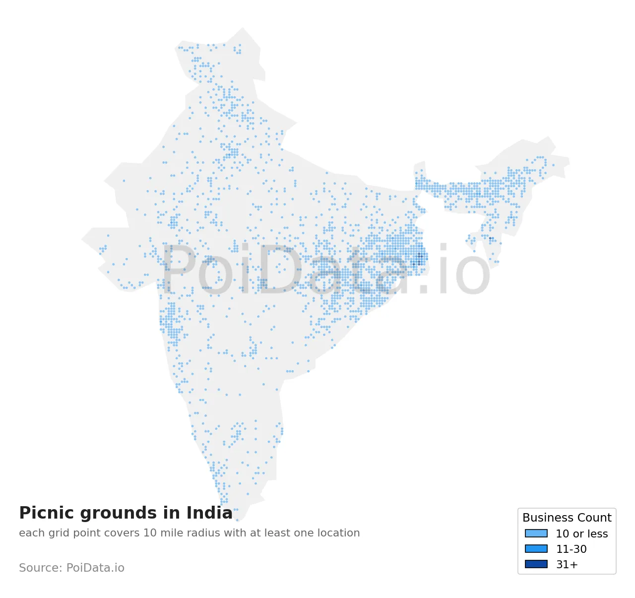 Picnic ground density map for India