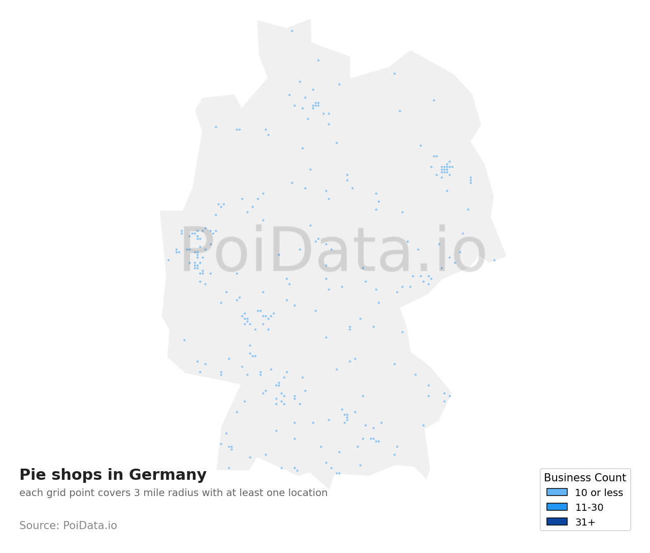 Pie shop density map for Germany