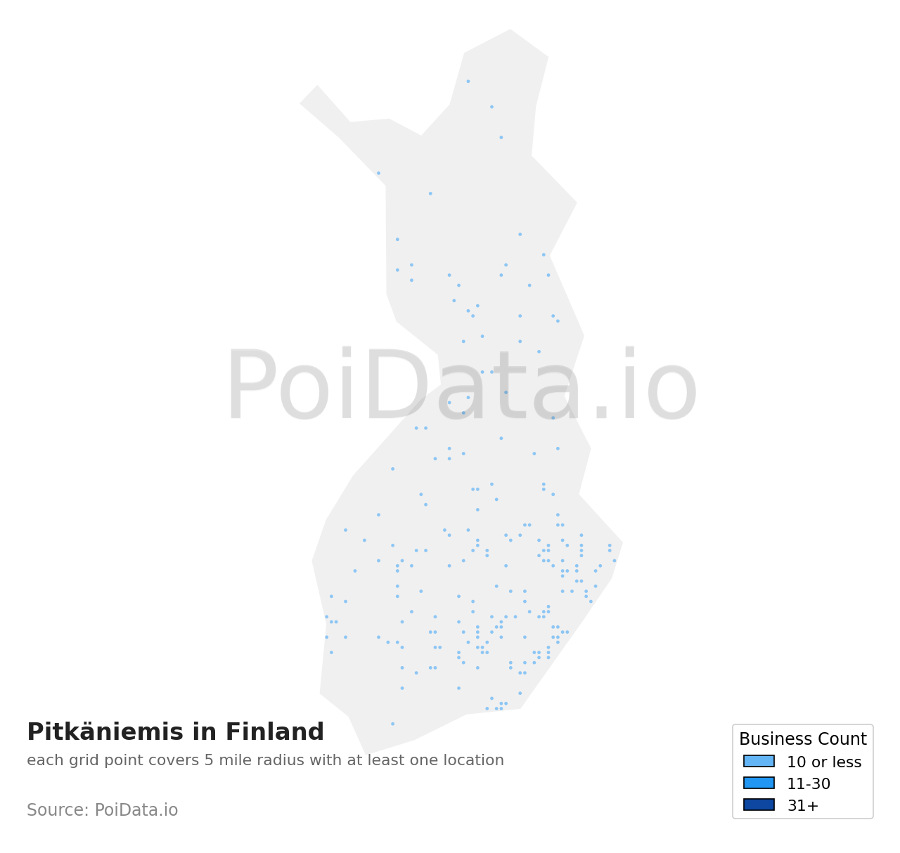 Pitkäniemi density map for Finland