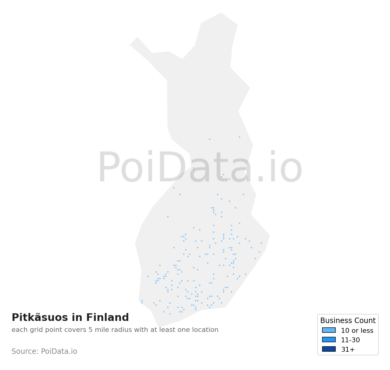 Pitkäsuo density map for Finland