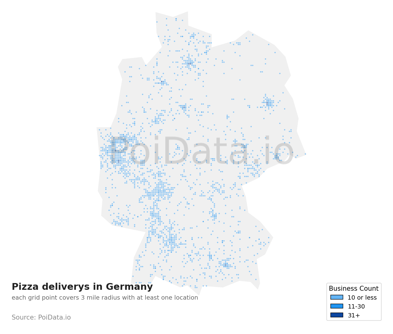 Pizza delivery density map for Germany
