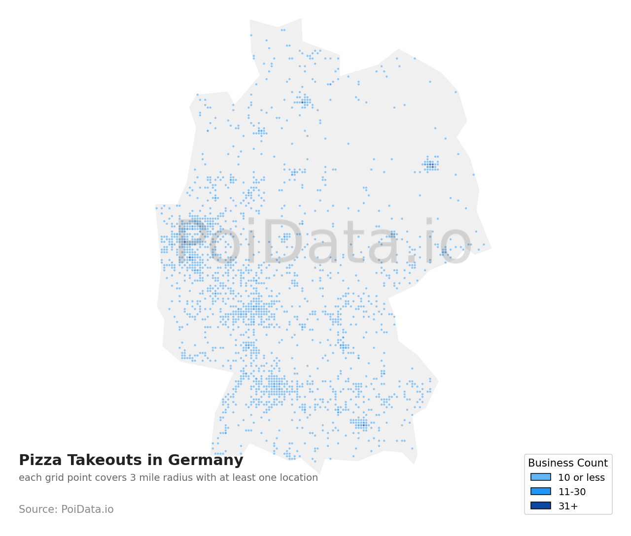 Pizza Takeout density map for Germany