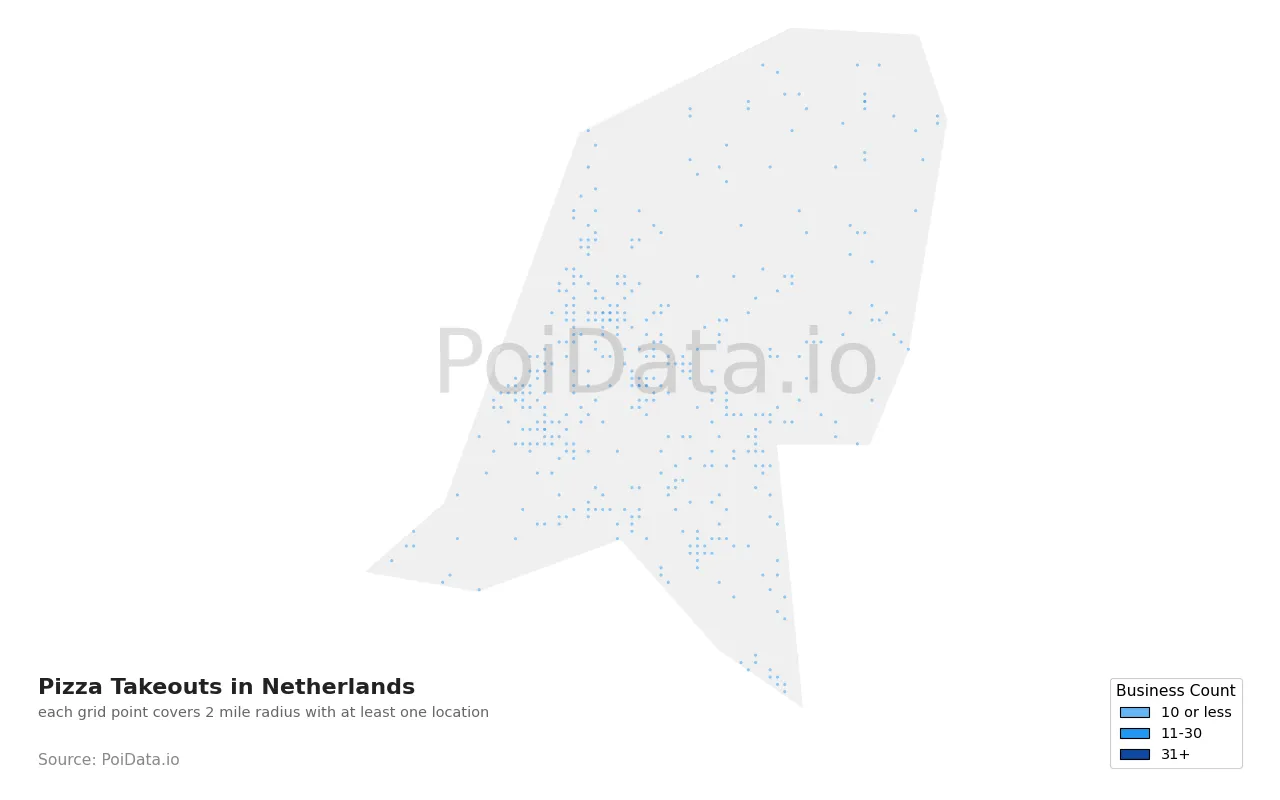 Pizza Takeout density map for Netherlands