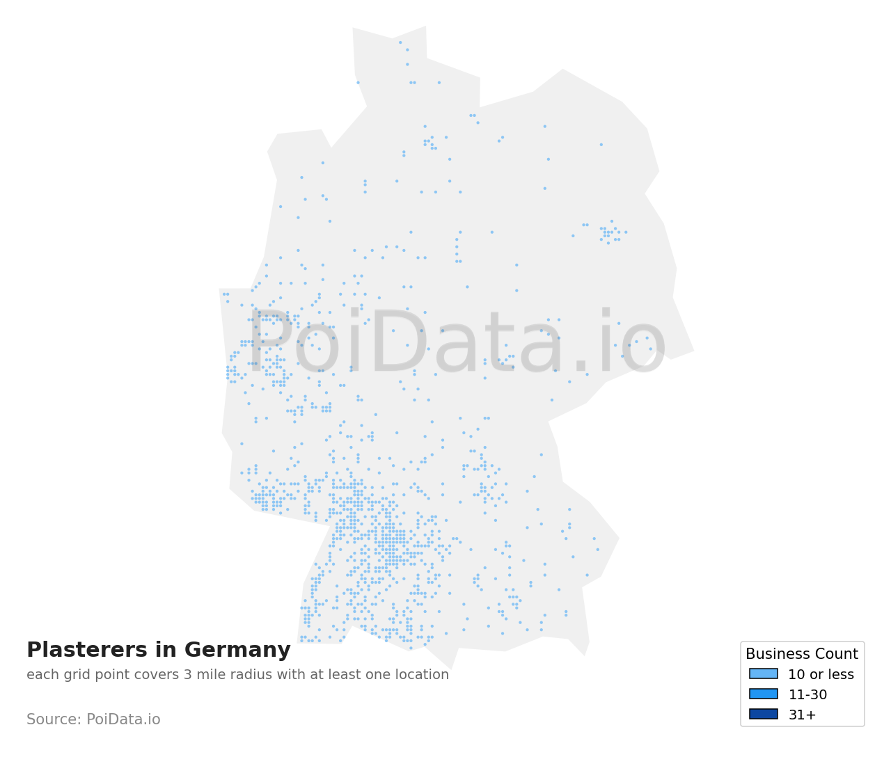 Plasterer density map for Germany