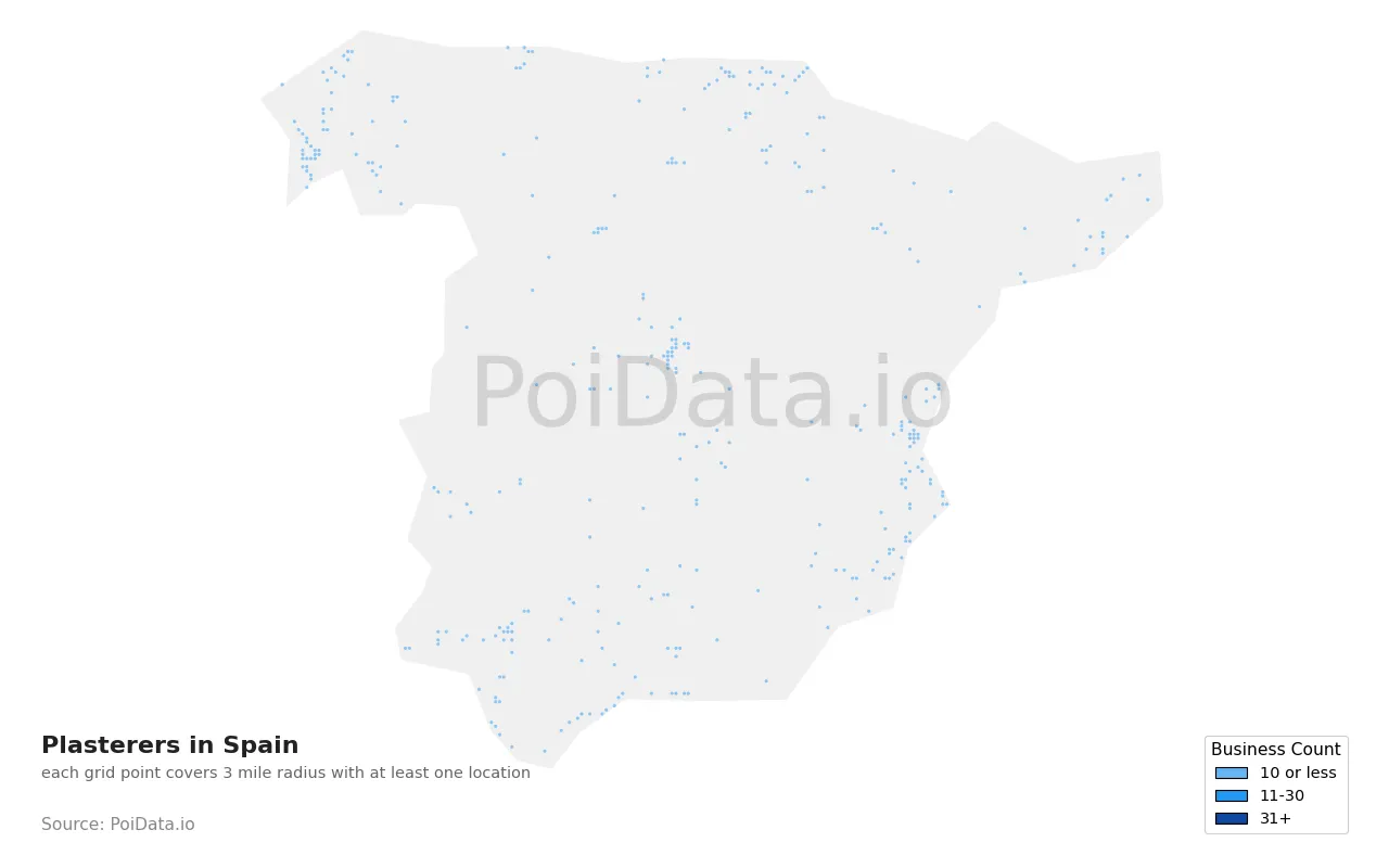 Plasterer density map for Spain