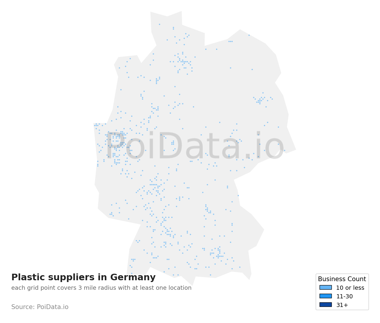 Plastic supplier density map for Germany